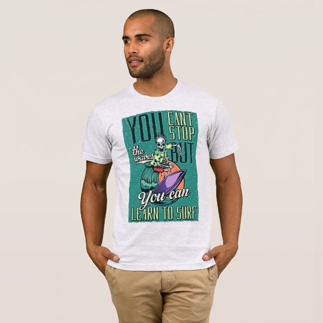 Ride Vågar - Surfa Skeleton Retro Tee (Hel framsida)