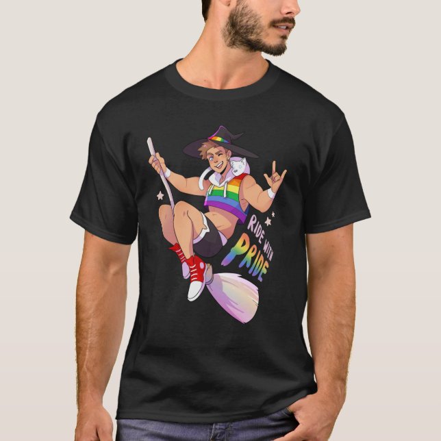 Ride with Pride Gay T Shirt (Framsida)