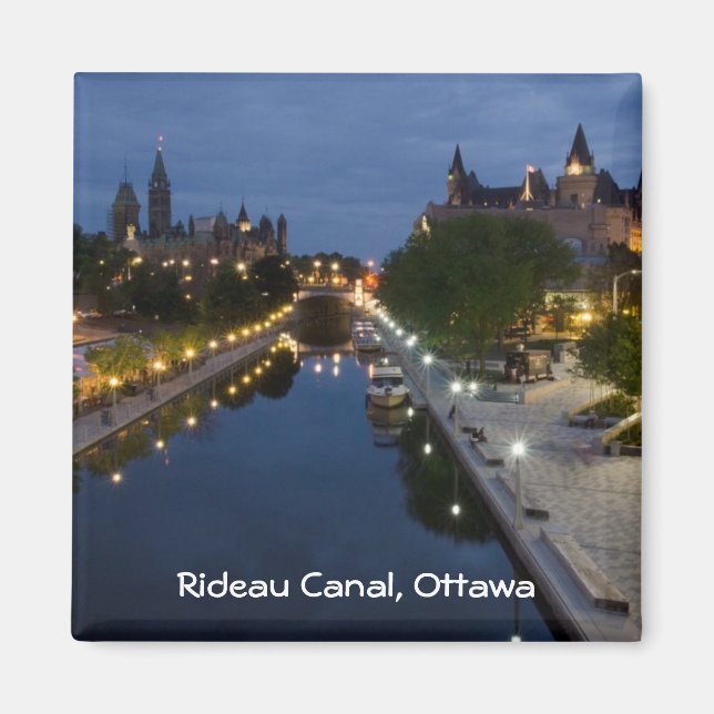 Rideau Canal och Sussex Drive på natten. Magnet (Framsidan)