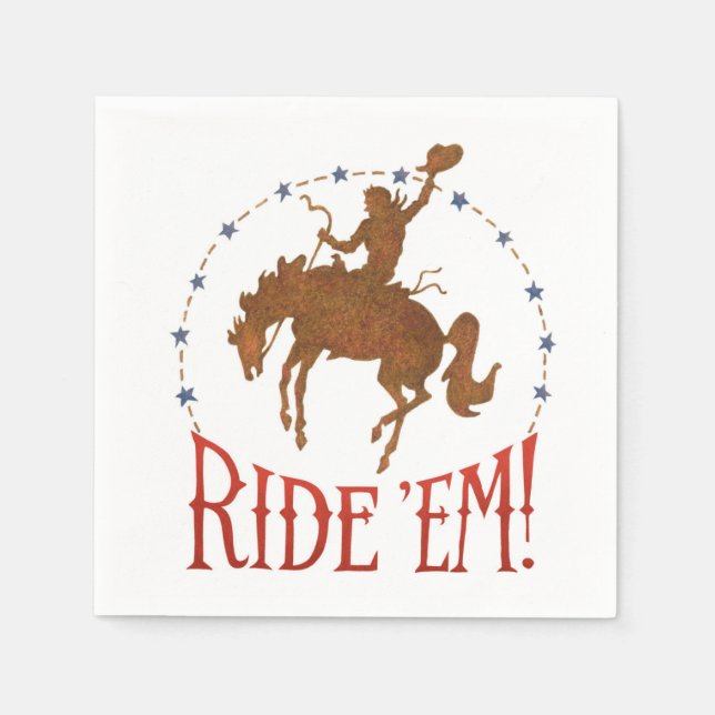 Ride'em Cowboy Rodeo Napkins Pappersservett (Framsidan)