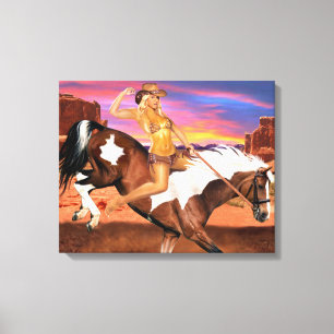 RIDE'M BRONCO COWGIRL CANVASTRYCK