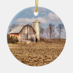 Riden ut ladugård & Silo i Cornfield Julgransprydnad Keramik