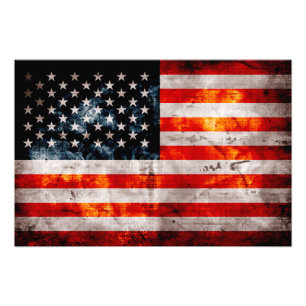 Riden ut vintageamerikanska flaggan fototryck