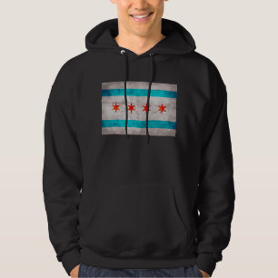 Riden ut vintageChicago statlig flagga Sweatshirt Med Luva