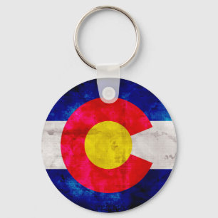 Riden ut vintageColorado statlig flagga Nyckelring