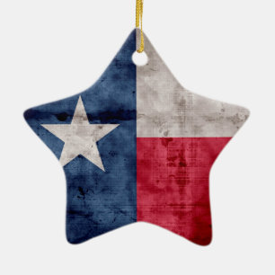 Riden ut vintageTexas statlig flagga Julgransprydnad Keramik