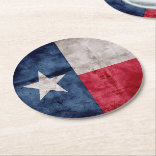 Riden ut vintageTexas statlig flagga Underlägg Papper Rund