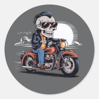 Rider-etikett för biker Skull Runt Klistermärke