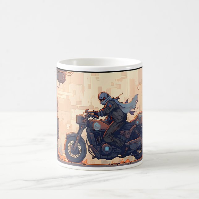Rider in Pixel Art Kaffemugg (Center)