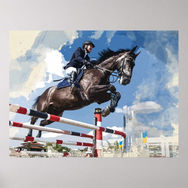 Rider Jumping Horse in Competition Poster (Framsidan)