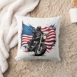 Rider med vibrerande amerikansk flagga kudde