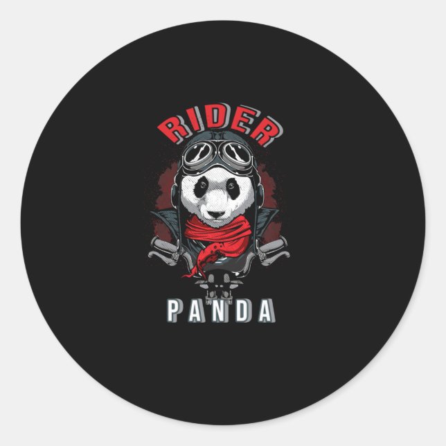 Rider Panda Runt Klistermärke (Framsida)