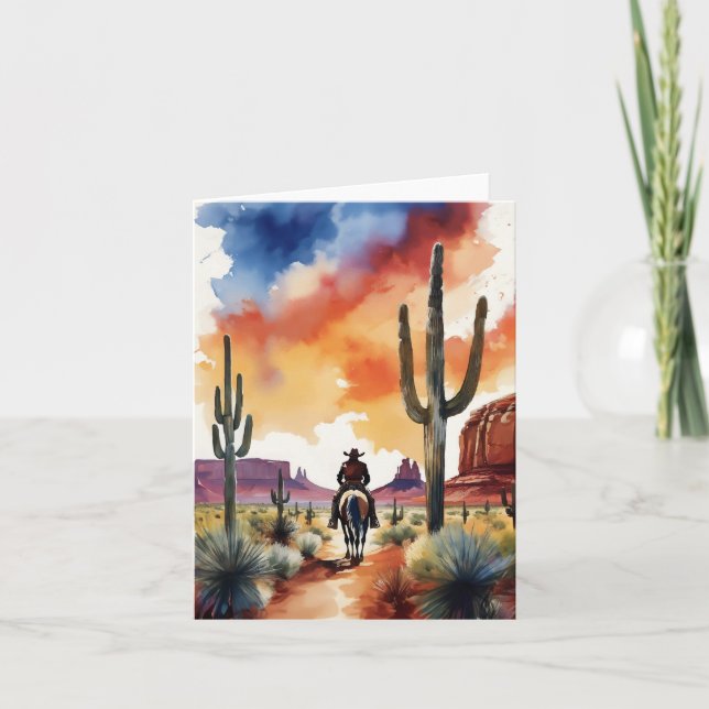 Rider vid Dusk Cowboy Kort (Framsida)