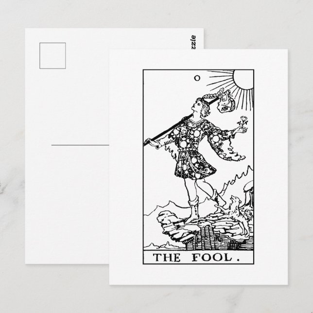 Rider Waite Tarot Major Arcana the Fool Vykort (Fram/baksida)