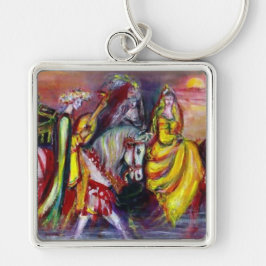 RIDERNA I KVÄGEN FYRKANTIG SILVERFÄRGAD NYCKELRING