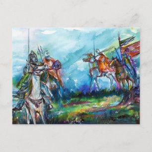 RIDERNA I STORM Medieval Knight Blue Vykort