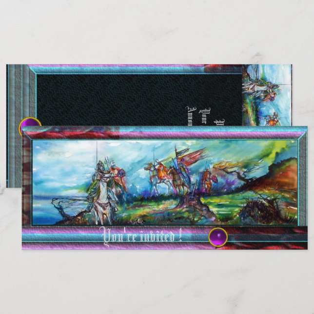 RIDERS IN STORM Knight Horseback Parchment Inbjuda Inbjudningar (Fram/baksida)