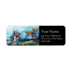 RIDERS IN STORM Medieval Knight Horseback Black Returadress Etikett