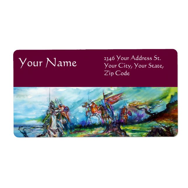 RIDERS IN STORM Medieval Knight Horseback Lila Fraktsedel (Framsidan)