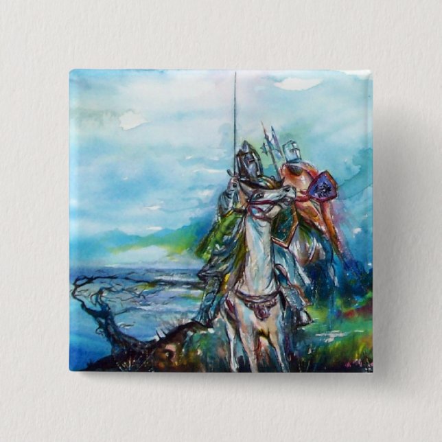 RIDERS IN THE STORM Medieval Knight Horseback Knapp (Framsida)