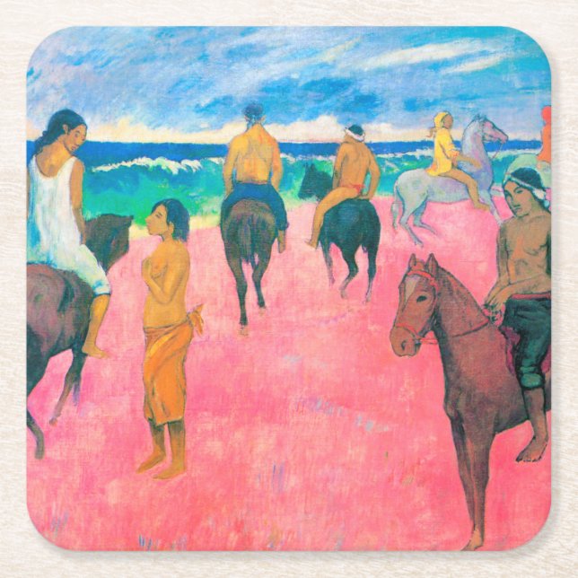 Riders på Beach, Gauguin Underlägg Papper Kvadrat (Framsidan)