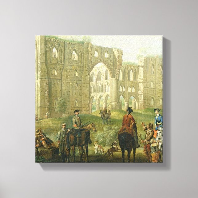 Riders Pausing by the Ruins of Rievaulx Abbey, c.1 Canvastryck (Framsida)