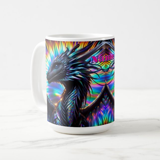 Ridescent Dragon med Vibrant Background Kaffemugg (Framsida vänster)