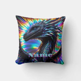 Ridescent Dragon med Vibrant Background Kudde