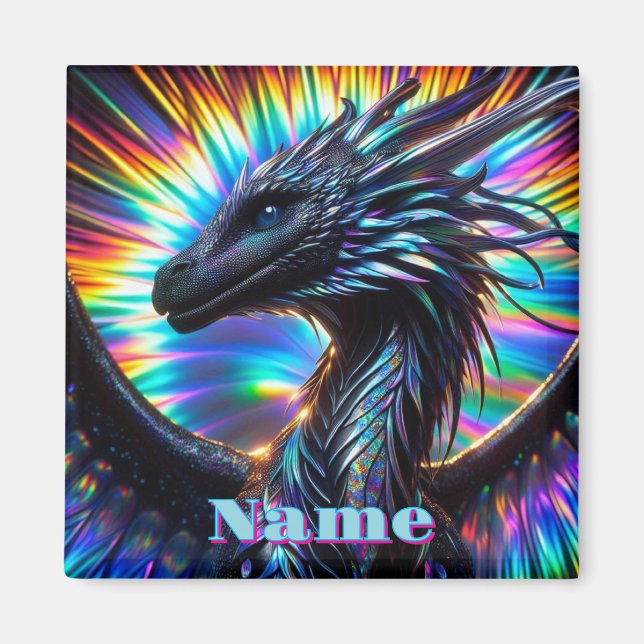 Ridescent Dragon med Vibrant Background Magnet (Framsidan)