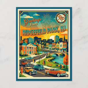 Ridgefield Park NJ fyrverkerier i vintage-stil Vykort
