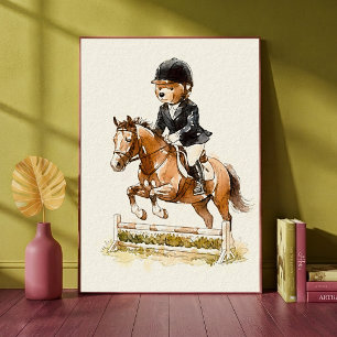 Ridhäst Teddybjörn Ridning Djur Sport Poster