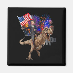 Riding A Dinosaur T-rex Suppor Trump 2020 Magnet