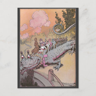 Riding a Dragon Vintage Oz Illustration Vykort