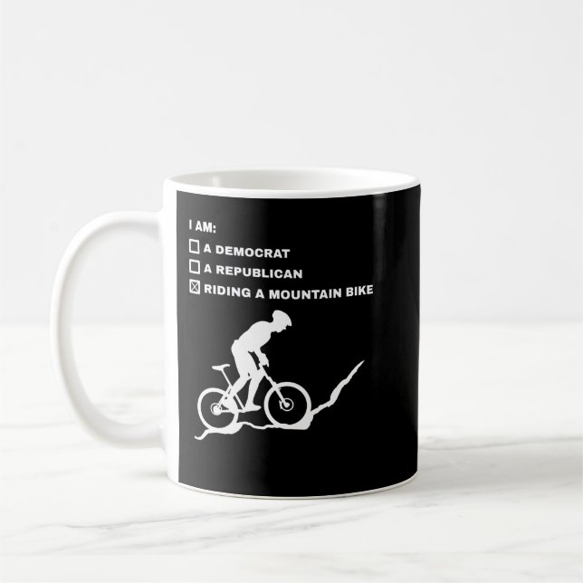 Riding A Mountain Bike - Downhill Bikers Bicycle B Kaffemugg (Vänster)