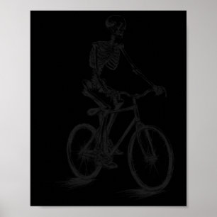 Riding Bicycle Scary Halloween Skeleton Biker Poster