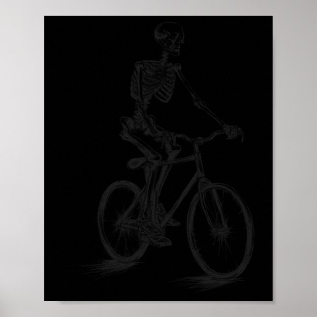 Riding Bicycle Scary Halloween Skeleton Biker Poster (Framsidan)
