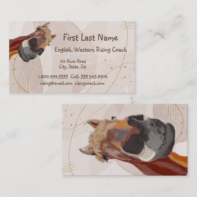 Riding Coach English Western Funny Horse Visitkort (Fram/baksida)