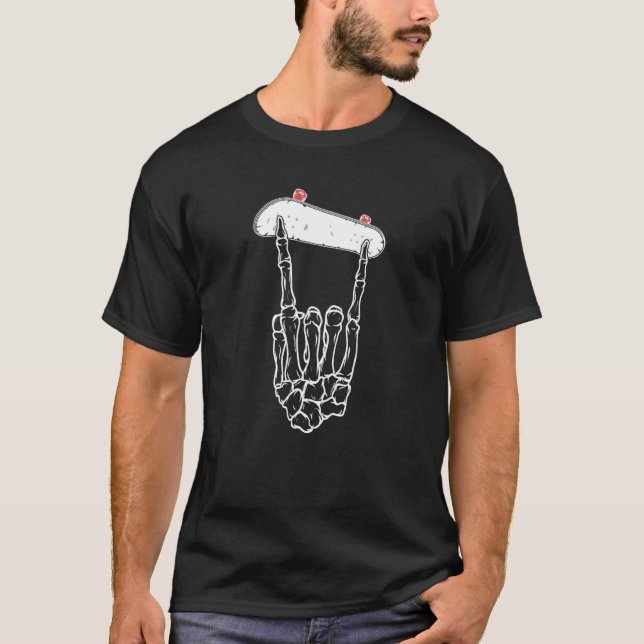 Riding Fingerboard Skeleton Hand Sten Premium T Shirt (Framsida)