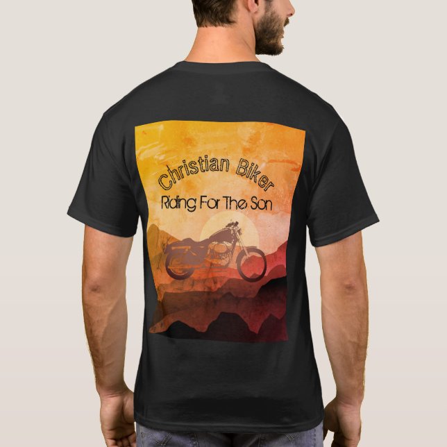 Riding for the Son Motorcle Christian T Shirt (Baksida)