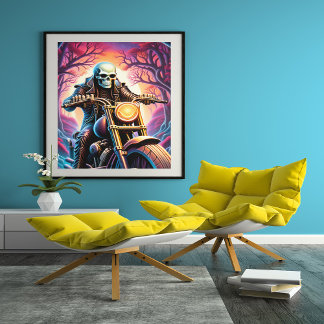 Riding genom grenar intervävt canvastryck