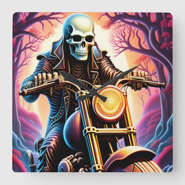 Riding genom grenar intervävt fyrkantig klocka (Framsida)