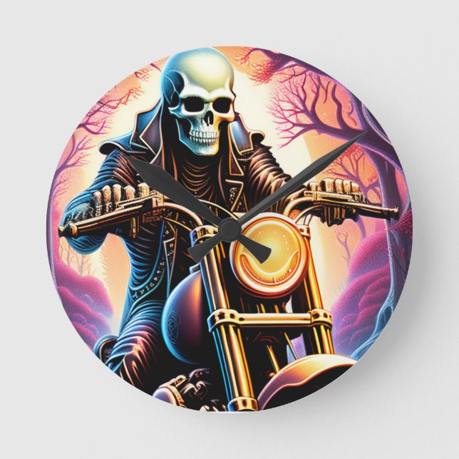 Riding genom grenar intervävt rund klocka (Framsida)