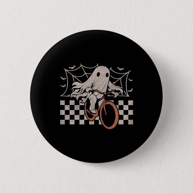 Riding Ghost Bicycle Halloween Costume Ghoul Biker Knapp (Framsida)
