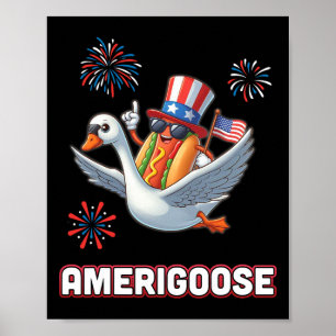 Riding Goose Fireworks Amerigoose Självständighet Poster