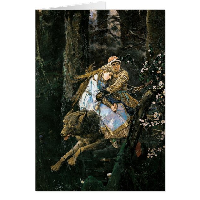 Riding Grått Varg Fantasy Art Hälsningskort (Framsidan)