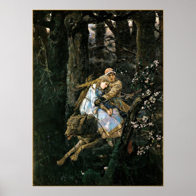 Riding Grått Varg Fantasy Art Poster Print (Framsidan)