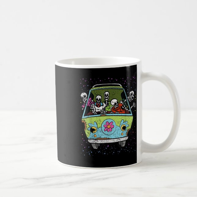 Riding Hippie Van Halloween Costume Retro Bones Kaffemugg (Höger)