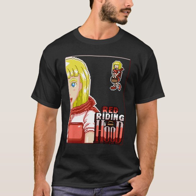 Riding Hood Pixel Girl Gaming Fantasy Character V2 T Shirt (Framsida)