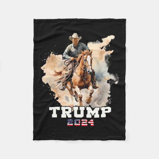 Riding Horse American Flagga Cowboy Fleecefilt (Framsidan)