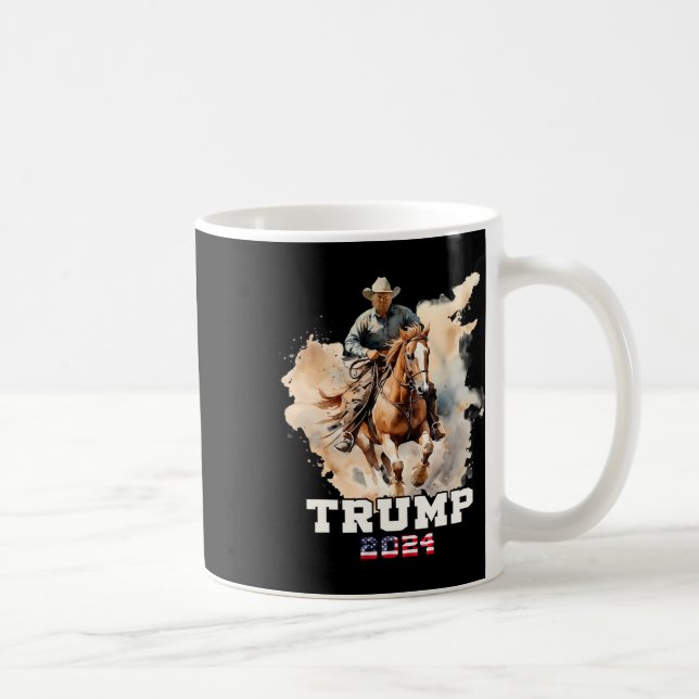 Riding Horse American Flagga Cowboy Kaffemugg (Höger)